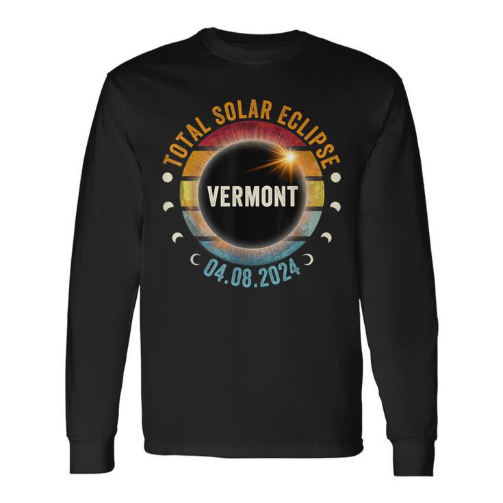 North America Total Solar Eclipse 2024 Vermont Usa Long Sleeve T-Shirt