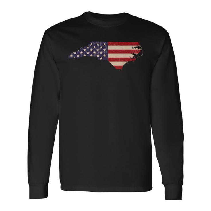 North Carolina American Flag Vintage Long Sleeve T-Shirt