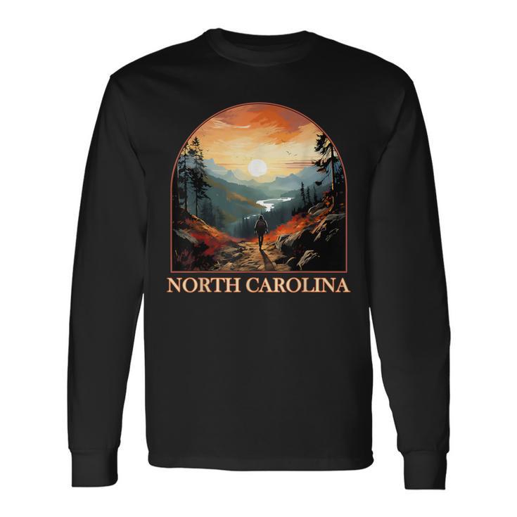 North Carolina Nc Hiking Mountain State Pride Long Sleeve T-Shirt