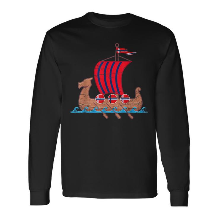 Norwegian Flagiking Ship Norway Langarmshirts Geschenkideen