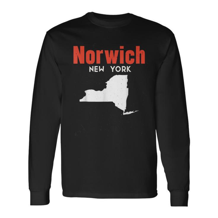 Norwich New York Usa State America Travel New Yorker Long Sleeve T-Shirt