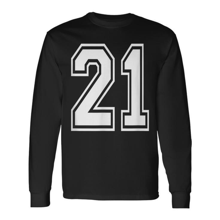 Number 21 Birthday Varsity Sports Team Jersey Long Sleeve T-Shirt