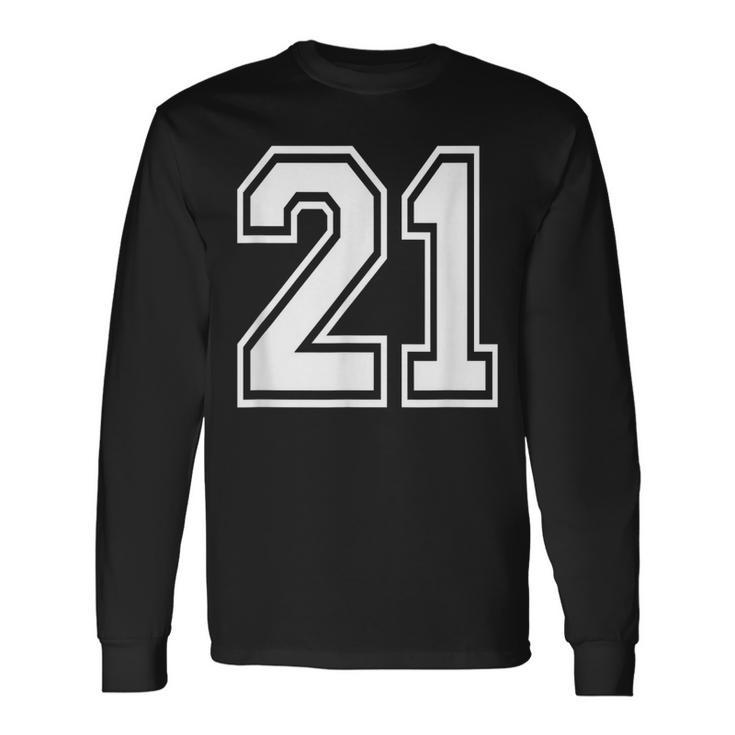 Number 21 Varsity Sports Team Jersey 21St Birthday 21 Years Long Sleeve T-Shirt