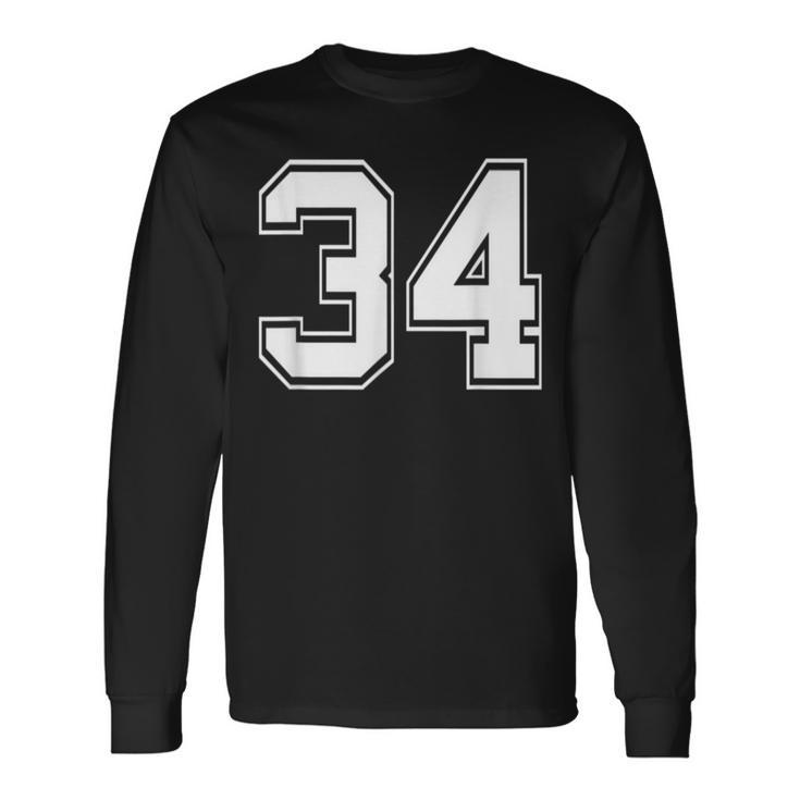 Number 34 Baseball Football Soccer Birthday Long Sleeve T-Shirt Gifts ideas