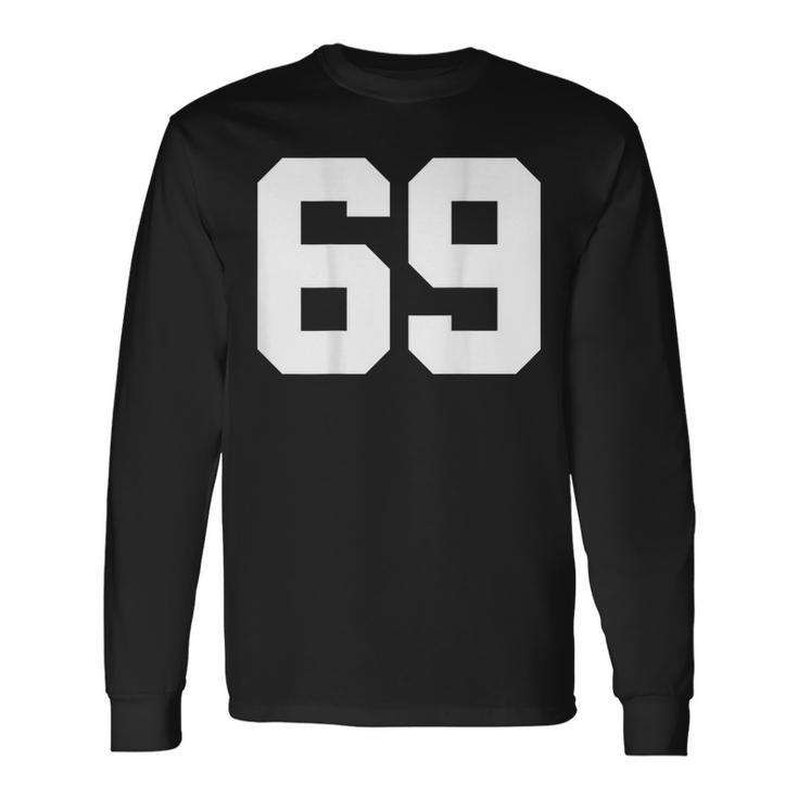 Number 69 Print On Back Only Cotton Team Jersey Long Sleeve T-Shirt