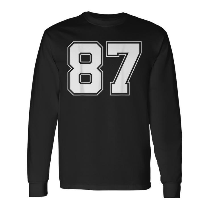 Number 87 Best Classic College American Varsity Style Font Long Sleeve T-Shirt