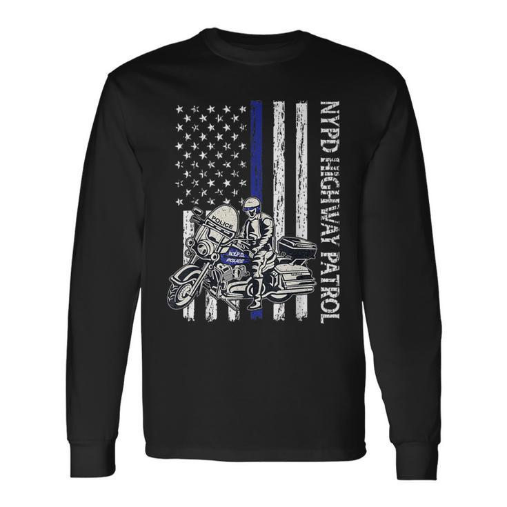 Nypd Highway Patrol Police Officer Law Enforcement Us Flag Long Sleeve T-Shirt