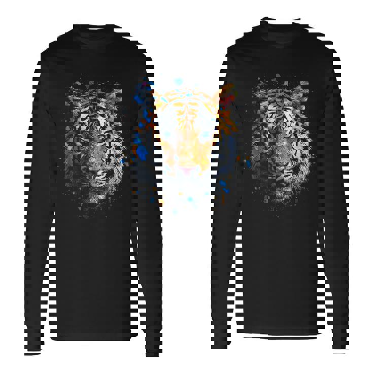 Obra De Arte De Tigre Colorido Animal Arte Tigre Camiseta de manga larga