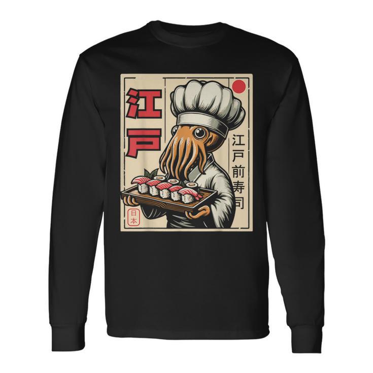 Octopus Chef Sushi Japanese Anime Kawaii Long Sleeve T-Shirt