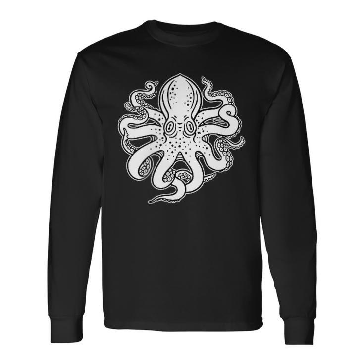 Octopus Old School Sailor Tattoo Clipper Ship And Swallows Long Sleeve T-Shirt