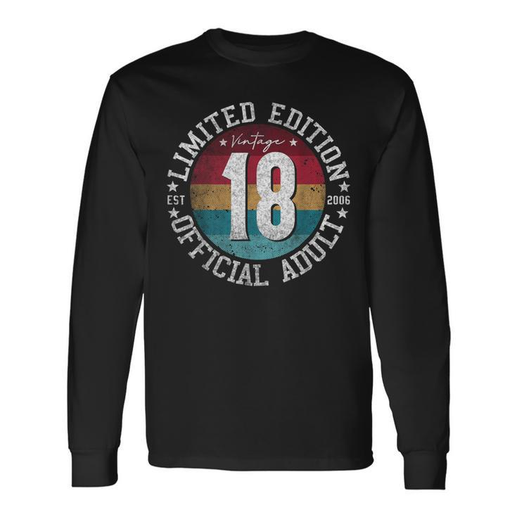 Official Adult 18Th Birthday 18 Year Old Long Sleeve T-Shirt