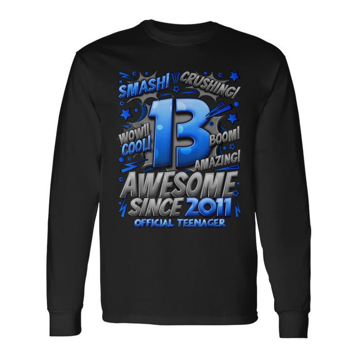Official Nager 13Th Birthday Comic Style 13 Year Old Boy Long Sleeve T-Shirt