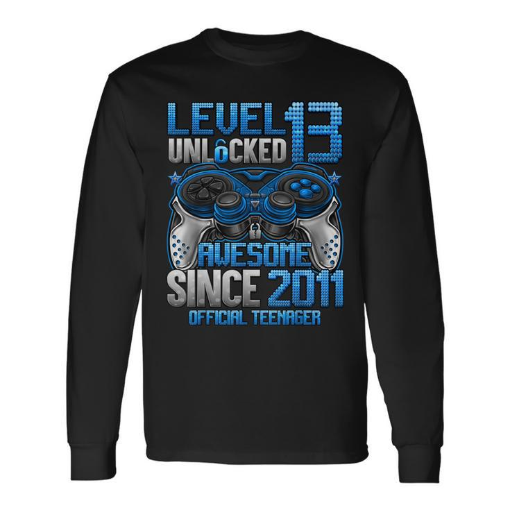 Official Nager Level 13 Unlocked 13Th Birthday Gaming Long Sleeve T-Shirt