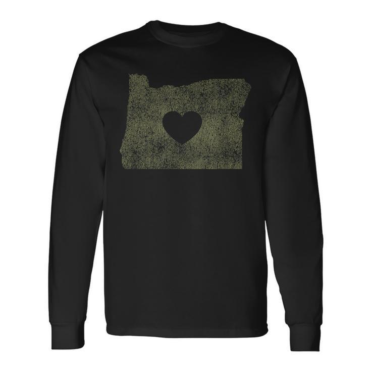 The Official Oregon Love Heart Beige Long Sleeve T-Shirt