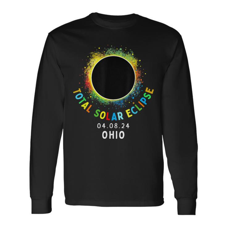Ohio Total Solar Eclipse Totality April 8 2024 Tie Dye Long Sleeve T-Shirt