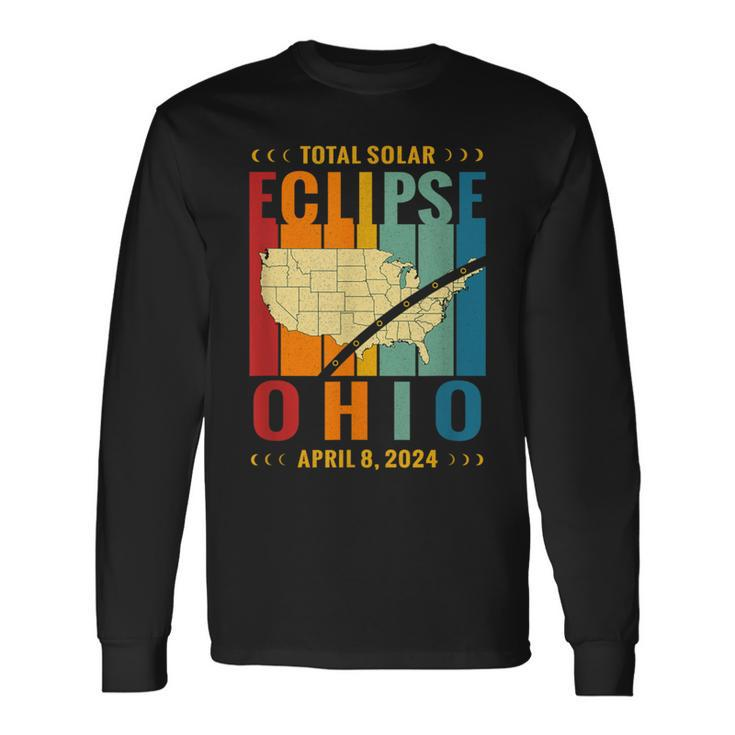 Ohio Vintage Path Of Totality Solar Eclipse April 8 2024 Long Sleeve T-Shirt