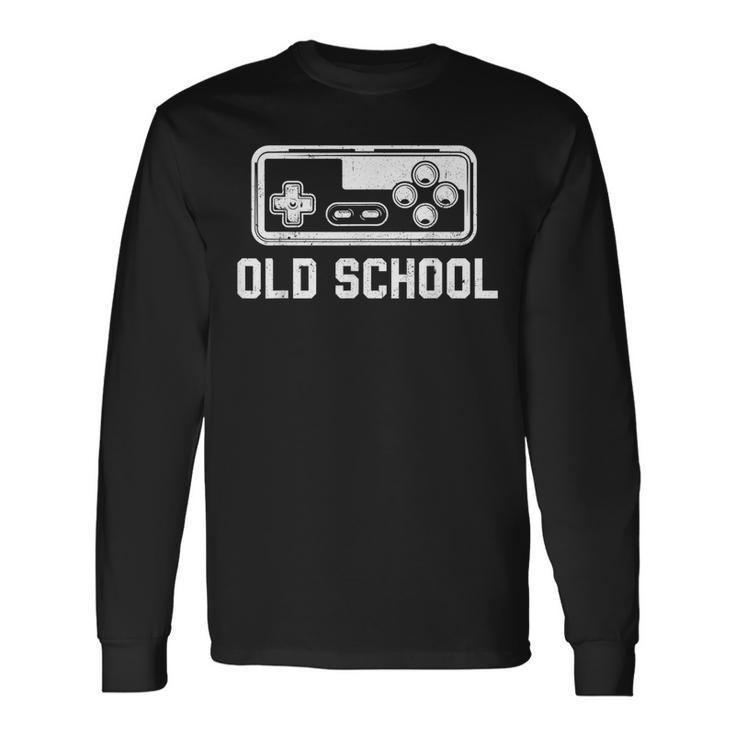 Old School New School Gamer Dad Son Matching Father's Day Long Sleeve T-Shirt