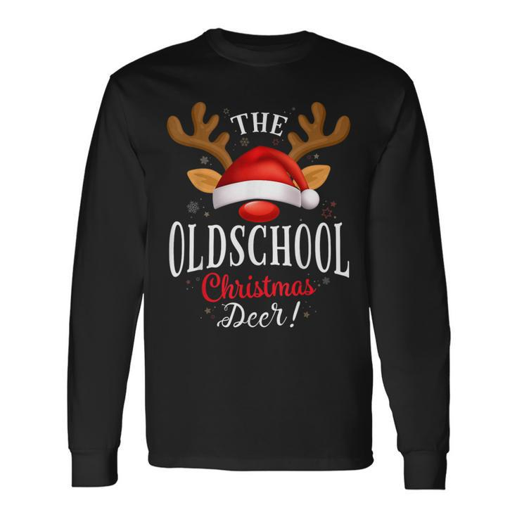 Oldschool Christmas Deer Pjs Xmas Family Matching Long Sleeve T-Shirt