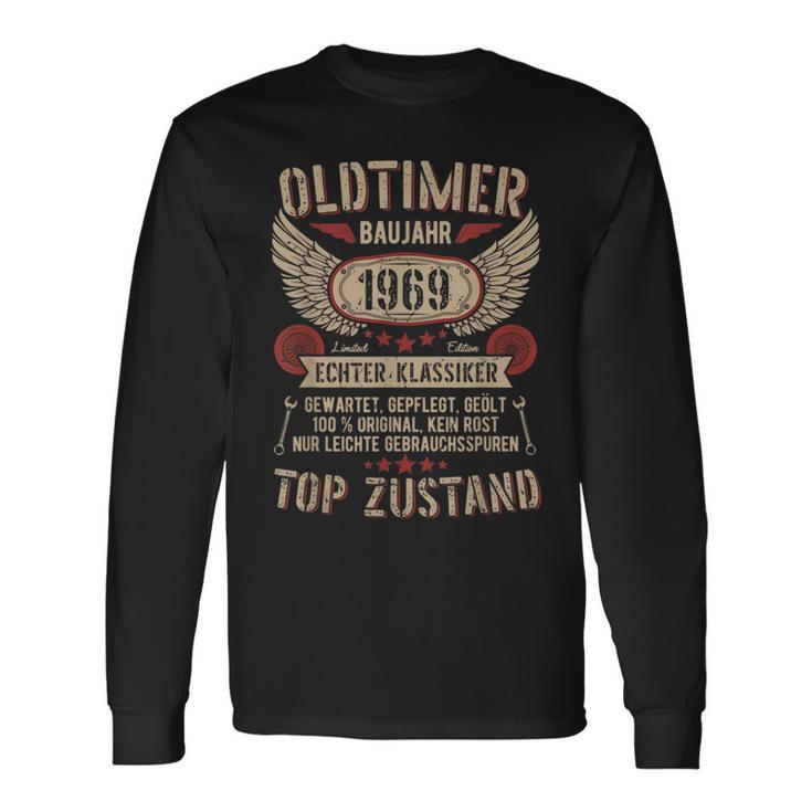 Oldtimer Baujahr 1969 Geboren Vintage Birthday Retro Black S Langarmshirts Geschenkideen