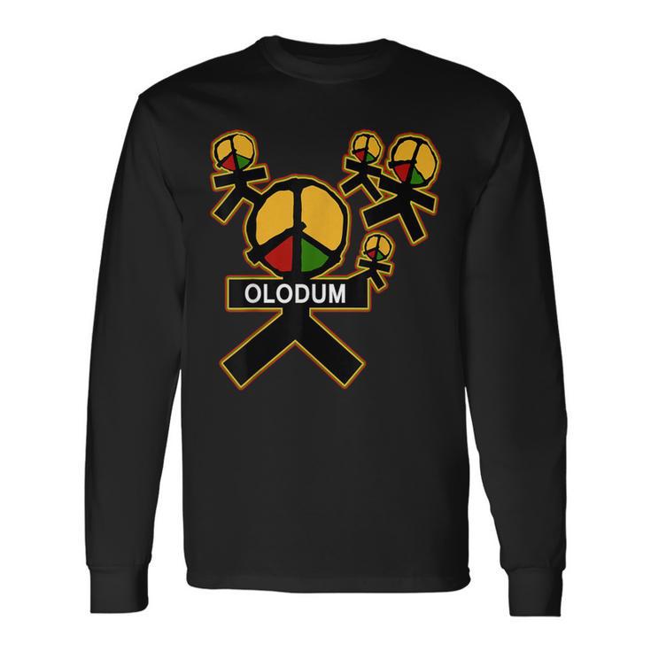 Olodum Music Festival Logo Grey Navy Black Long Sleeve T-Shirt