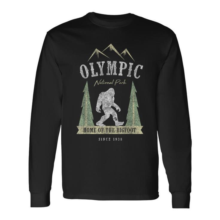 Olympic National Park Vintage Bigfoot Washington Long Sleeve T-Shirt