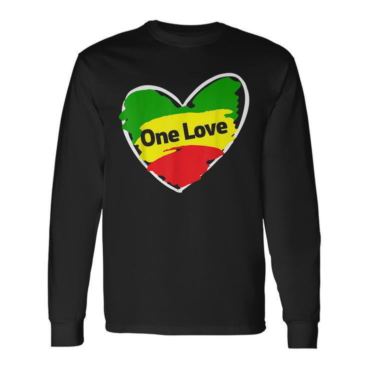 One Love Heart Jamaican Flag Long Sleeve T-Shirt