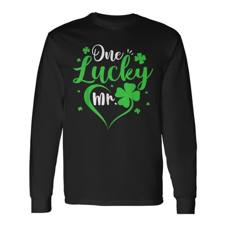 One Lucky Mr Engagement Wedding Groom Couple Matching Long Sleeve T-Shirt