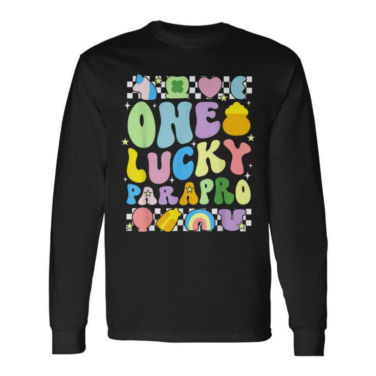 One Lucky Parapro St Patrick's Day Paraprofessional Groovy Long Sleeve T-Shirt