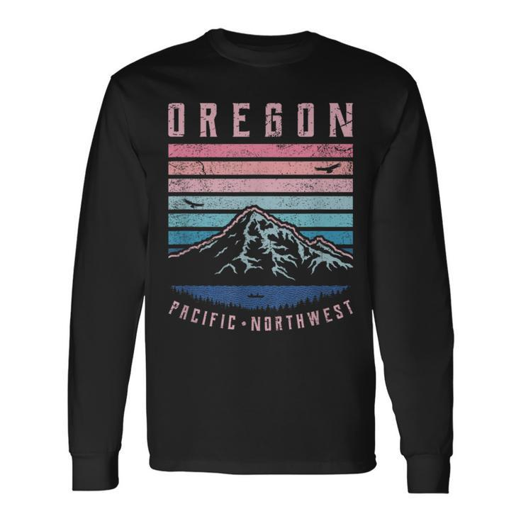 Oregon Retro Mountains Vintage Portland Home State Mountain Long Sleeve T-Shirt