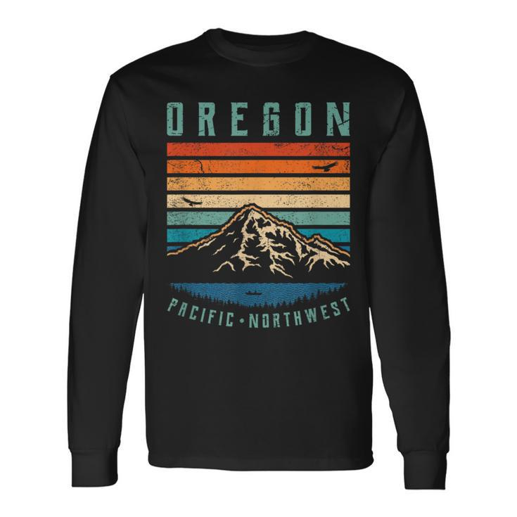 Oregon RetroVintage Portland Home State Mountains Long Sleeve T-Shirt Gifts ideas