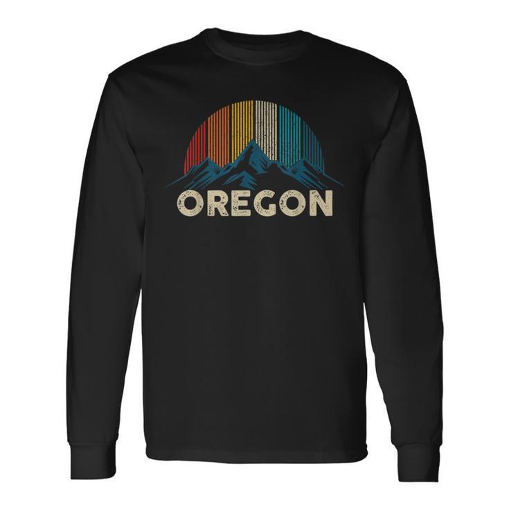 Oregon Vintage Mountains Nature Hiking Long Sleeve T-Shirt