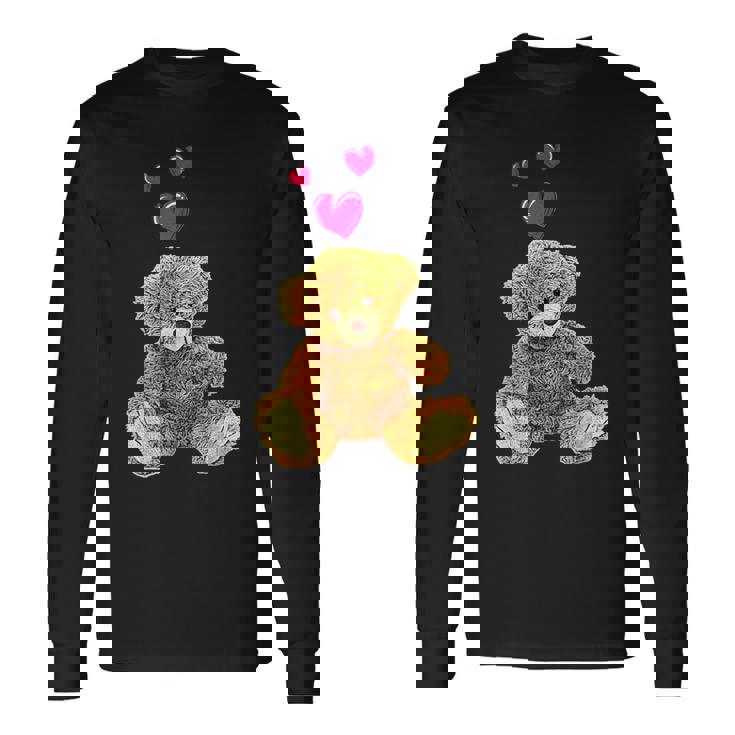 Ours En Peluche Et Cœurs Motif Ourson Mignon T-shirt à manches longues