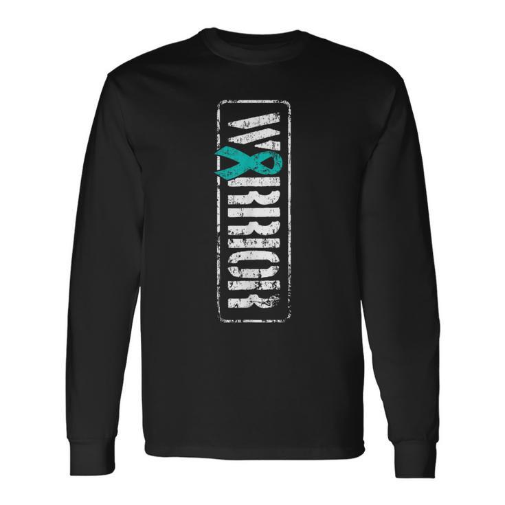 Ovarian Cancer Warrior Military-Style Awareness Ribbon Long Sleeve T-Shirt