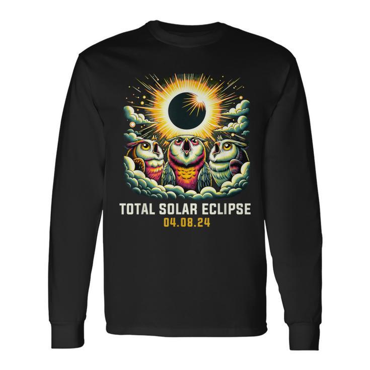 Owl Howling At Solar Eclipse Long Sleeve T-Shirt
