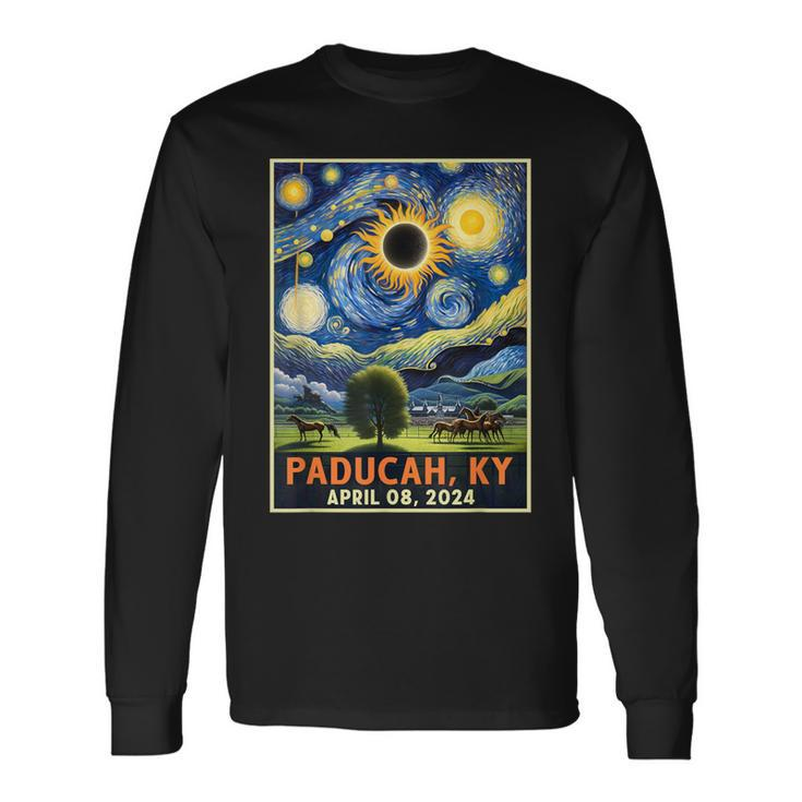Paducah Kentucky Total Solar Eclipse 2024 Starry Night Long Sleeve T-Shirt