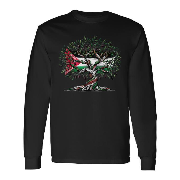 Palestine Olive Tree With Flag Long Sleeve T-Shirt