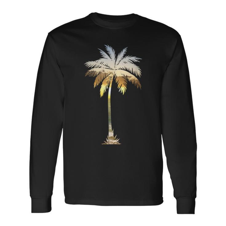 Palm Tree Silhouette Tropical California Beach I Live Life Long Sleeve T-Shirt