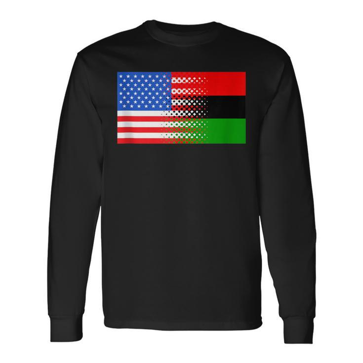 Pan African Flag Afro-American Usa Unia Flag Long Sleeve T-Shirt