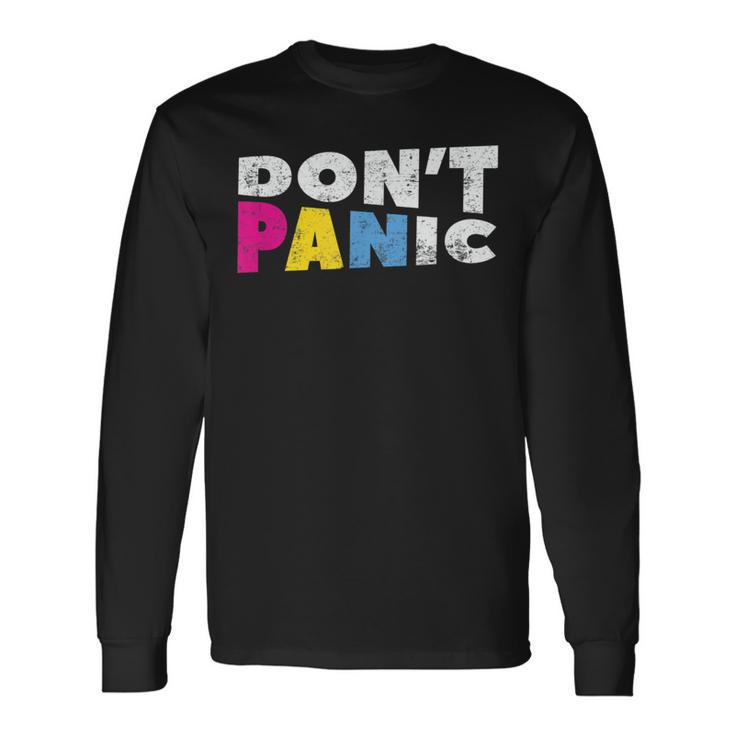 Pan Pride Lgbtq Dont Panic Pansexual Subtle Pride Flag Long Sleeve T-Shirt