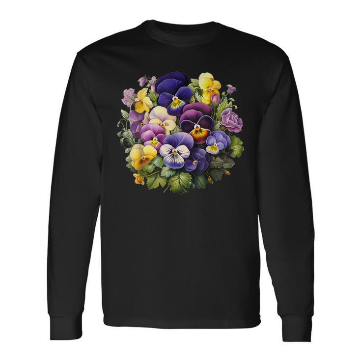 Pansies Flowers Pansy Lover Gardening Gardener Long Sleeve T-Shirt