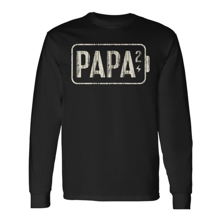 Papa 2 Kinder Lustig Zweifacher Papa Leere Akku Kapuzenjacke Langarmshirts Geschenkideen