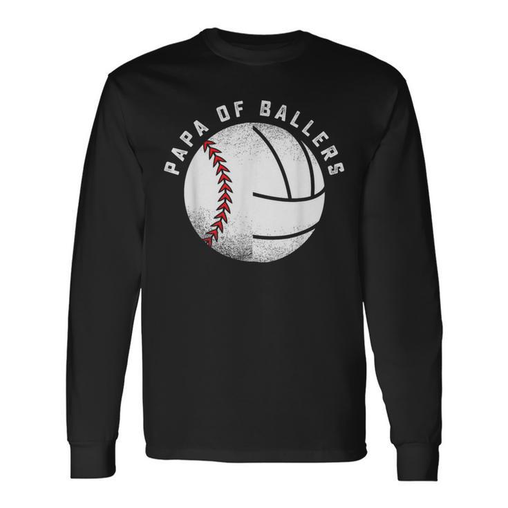 Papa Baseballolleyball Spieler Tochter Sohn Sport Team Dad Langarmshirts Geschenkideen