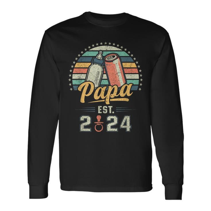 Papa Est 2024 Ersteratertag Frischgebackener Papa Langarmshirts Geschenkideen