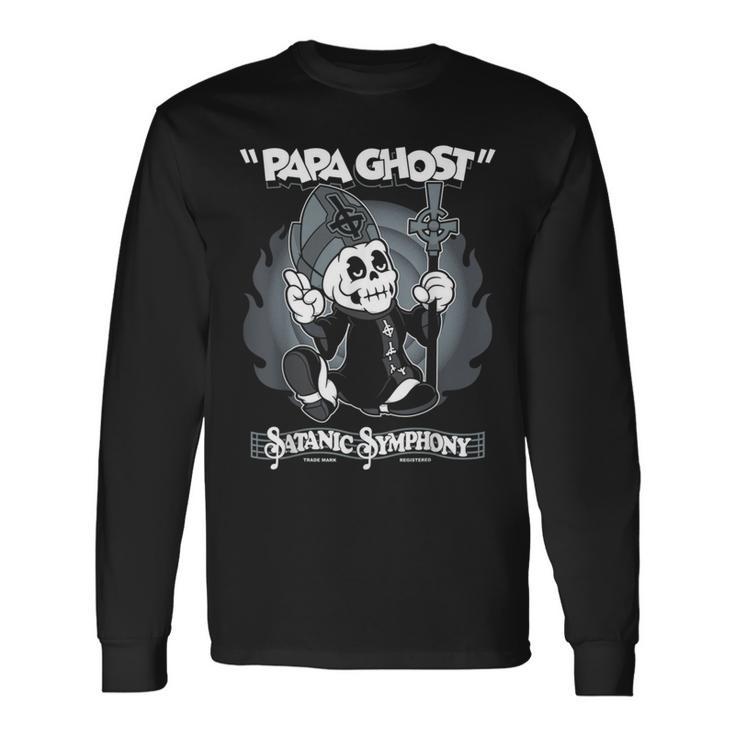 Papa Ghost Vintage Cartoon Satanic Symphony Creepy Cute Long Sleeve T-Shirt