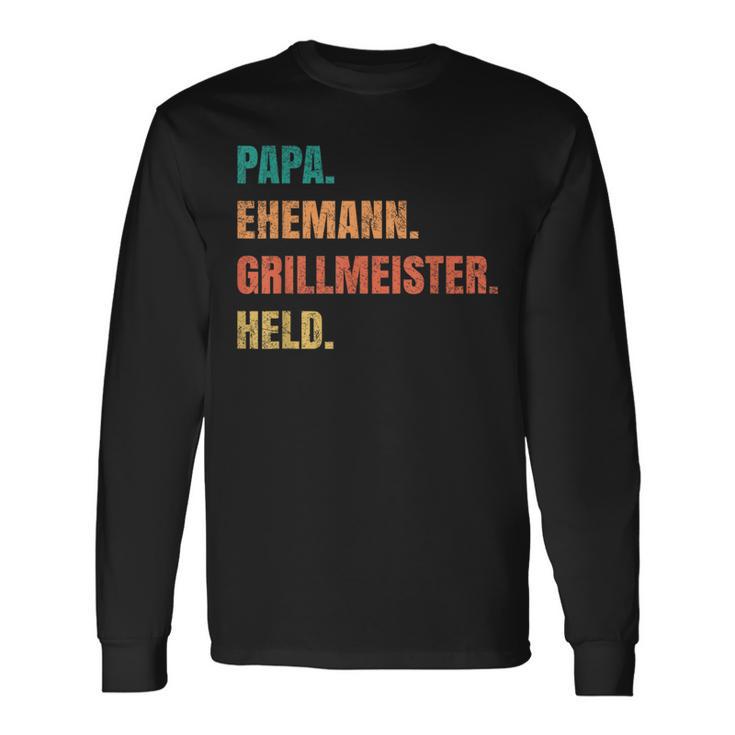 Papa Grillmeister Husband Hero Langarmshirts Geschenkideen