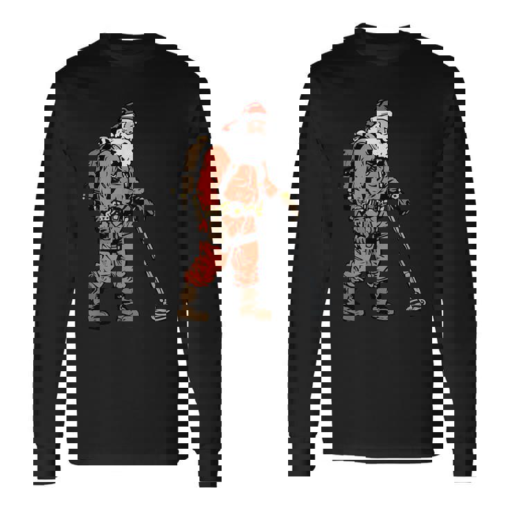 Papá Noel Como Detectorista De Metales Detección De Metales Navidad Camiseta de manga larga