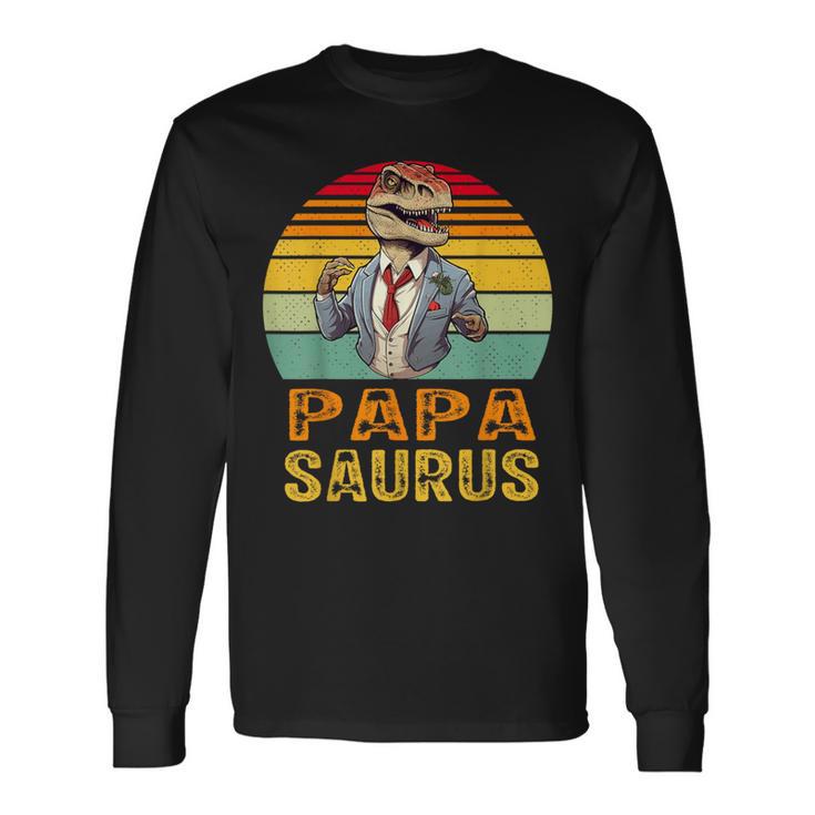 Papasaurus Papaatertag Bester Papa T-Rex Papaatertag Langarmshirts Geschenkideen