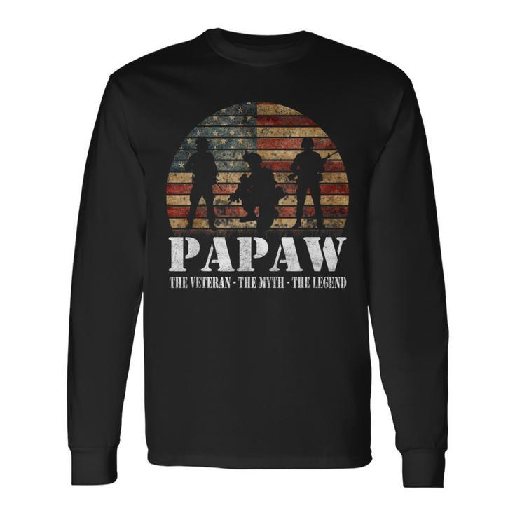 Papaw Veteran Myth Legend 4 Of July  Long Sleeve T-Shirt