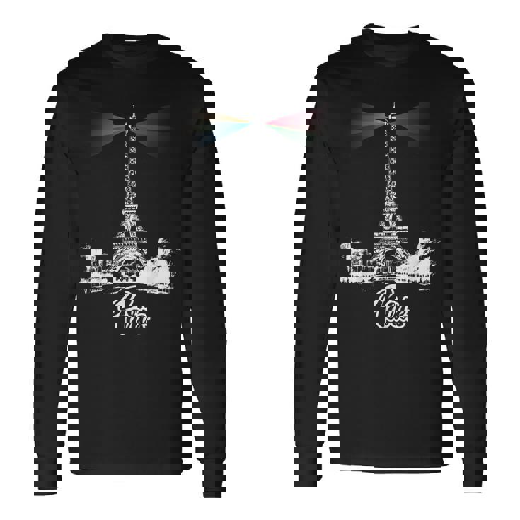 Paris Tour Eiffel Lumières Phare Souvenirs Evénements France T-shirt à manches longues
