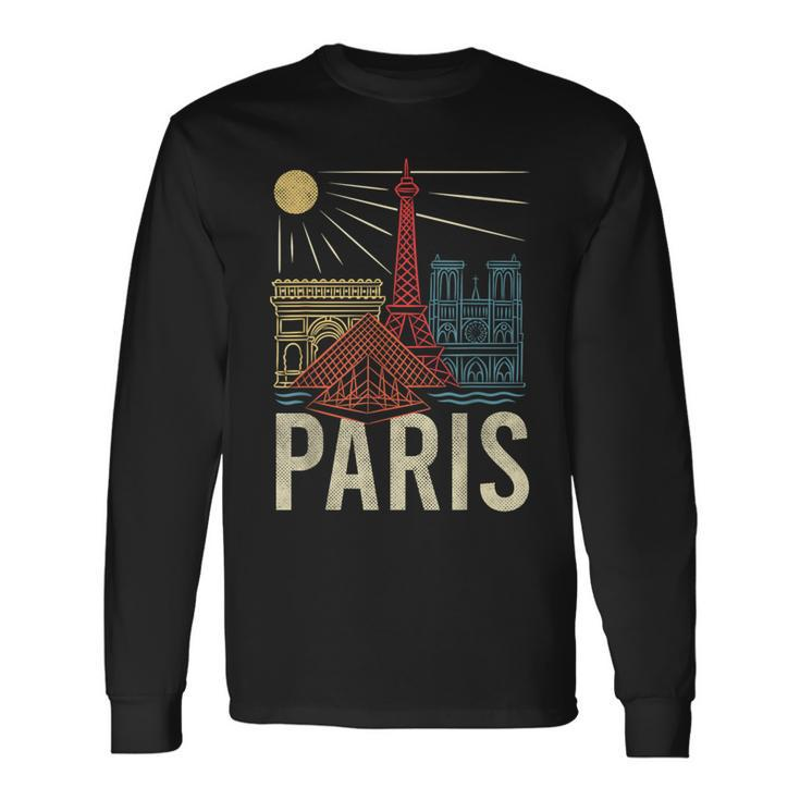 Paris Vacation France Holiday Eiffel Tower Love Paris Long Sleeve T-Shirt